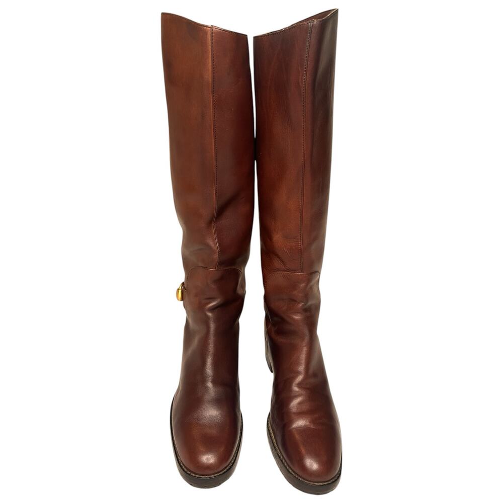 Gucci Knee High Horsebit buckle boots Brown with Block Heel size 36 Narrow - Picture 4 of 12